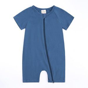 Unisex Baby One Piece Bodysuit Short Sleeve Romper Cotton Double Zipper 3-24M